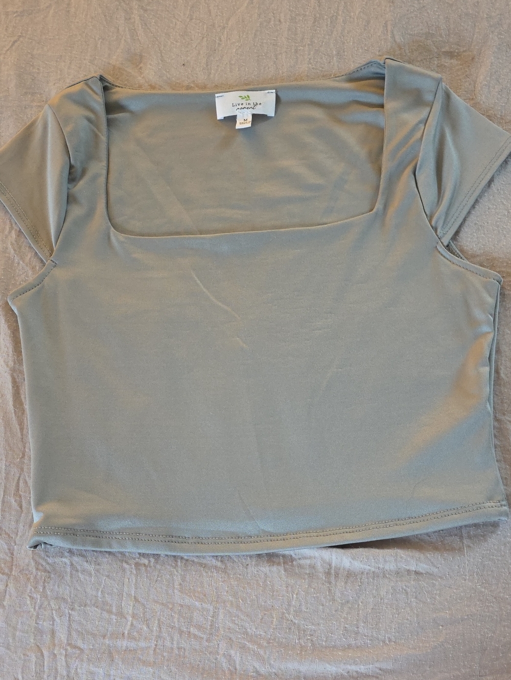 LuLaRoe Sage Green Square Neck Crop Top